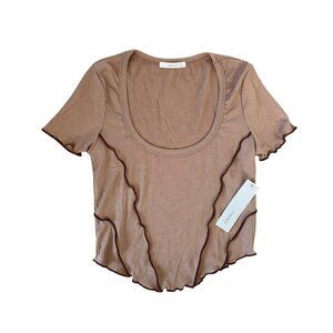 Timing Los Angeles Reverse Exposed Seam Ribbed Short Sleeve Tee NEW WITH TAGS